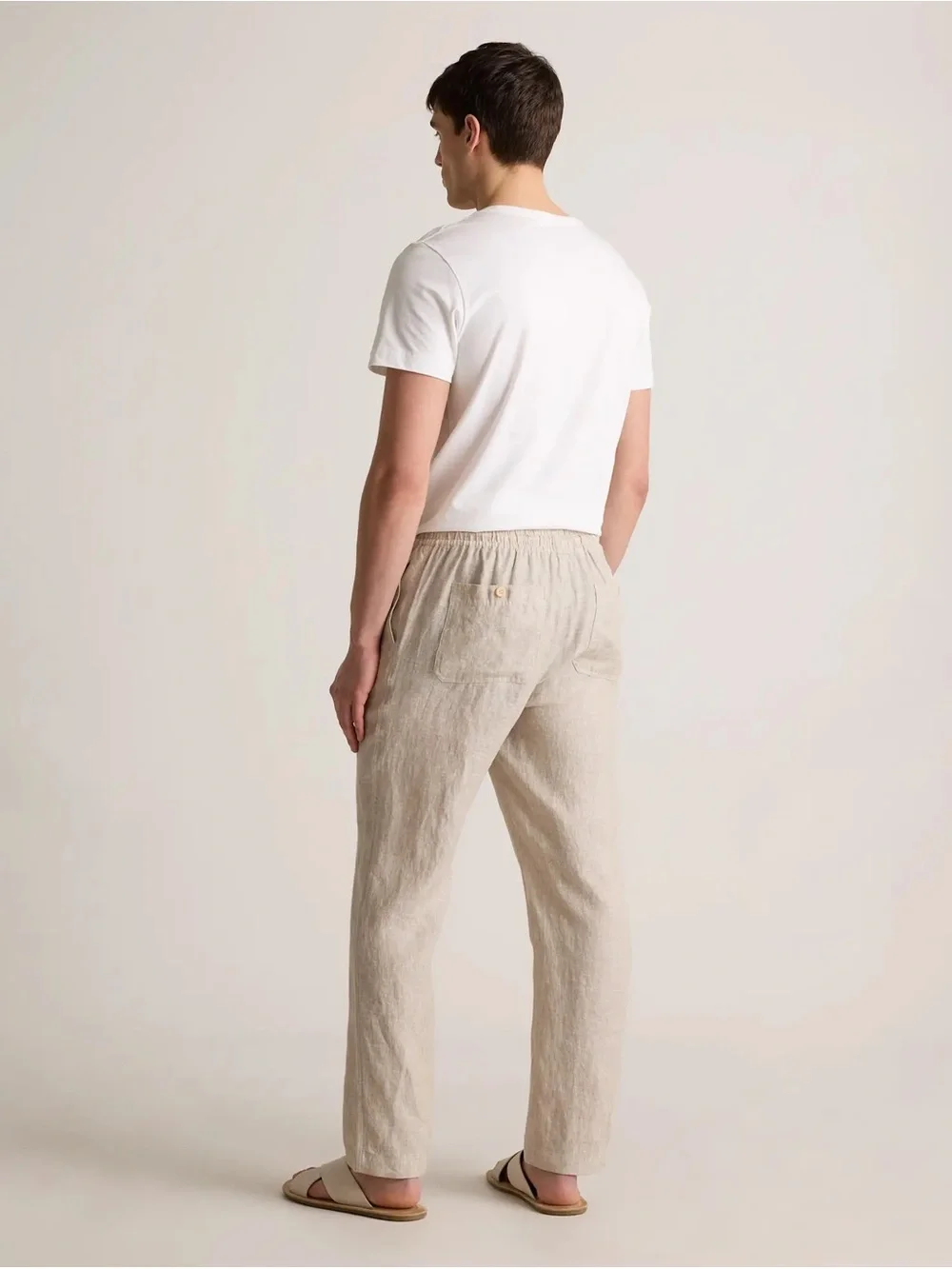 Quince Men’s Linen-Blend Drawstring Joggers | Cream/Tan | Size M